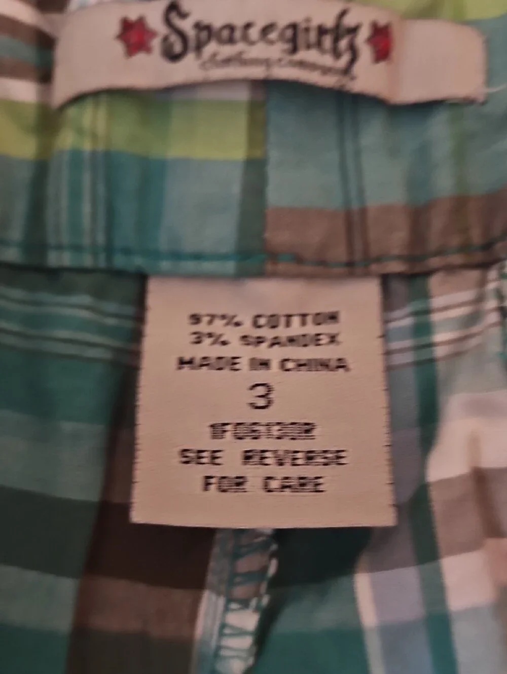Plaid Cotton Blend Shorts in Green Multi - Women's Casual Shorts Size 3